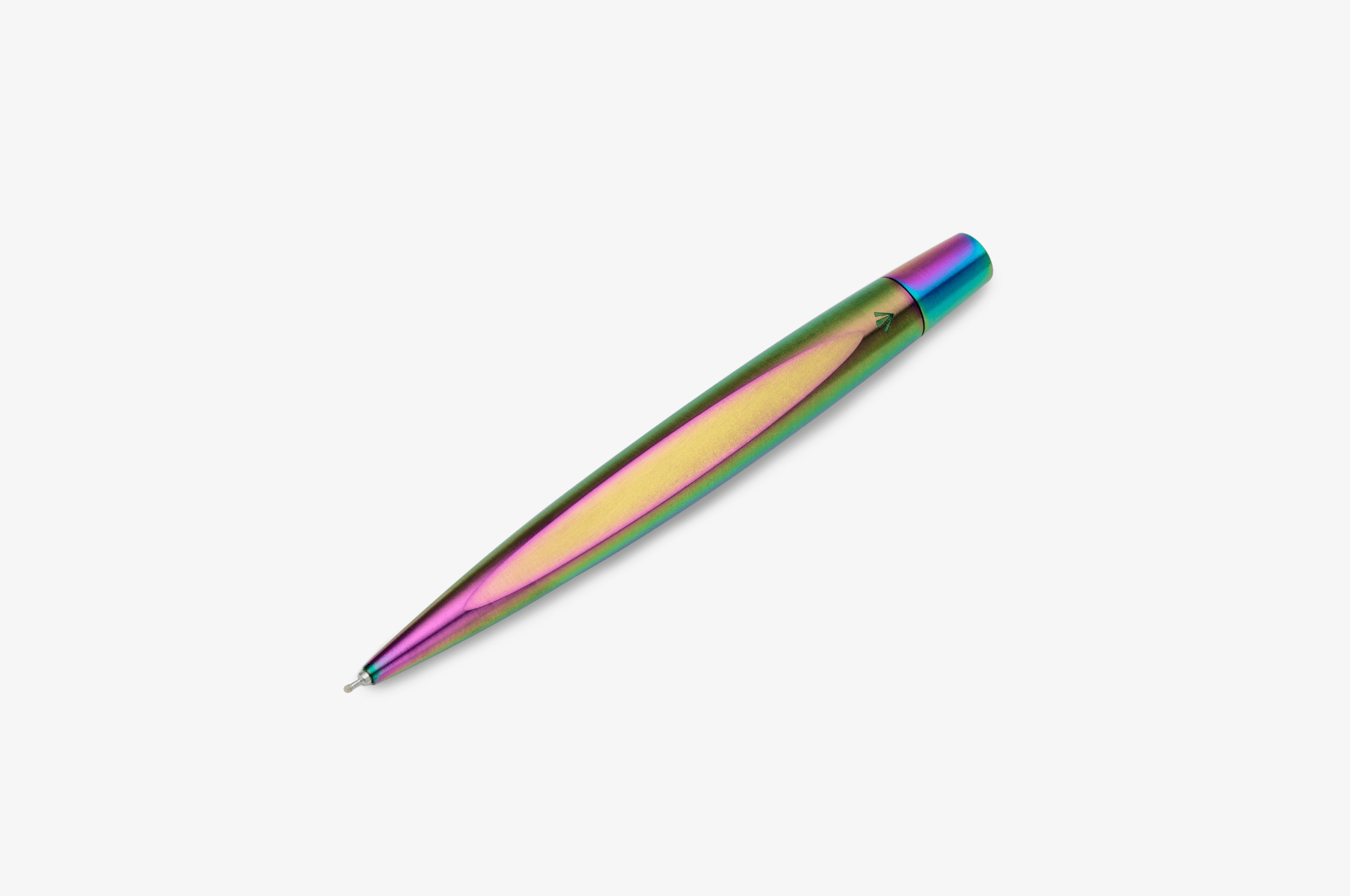 筆記具 Gravitas Twist Skittle Polished Gravitas - Twist Grade 5 Titanium Rainbow Skittle PvD Machine