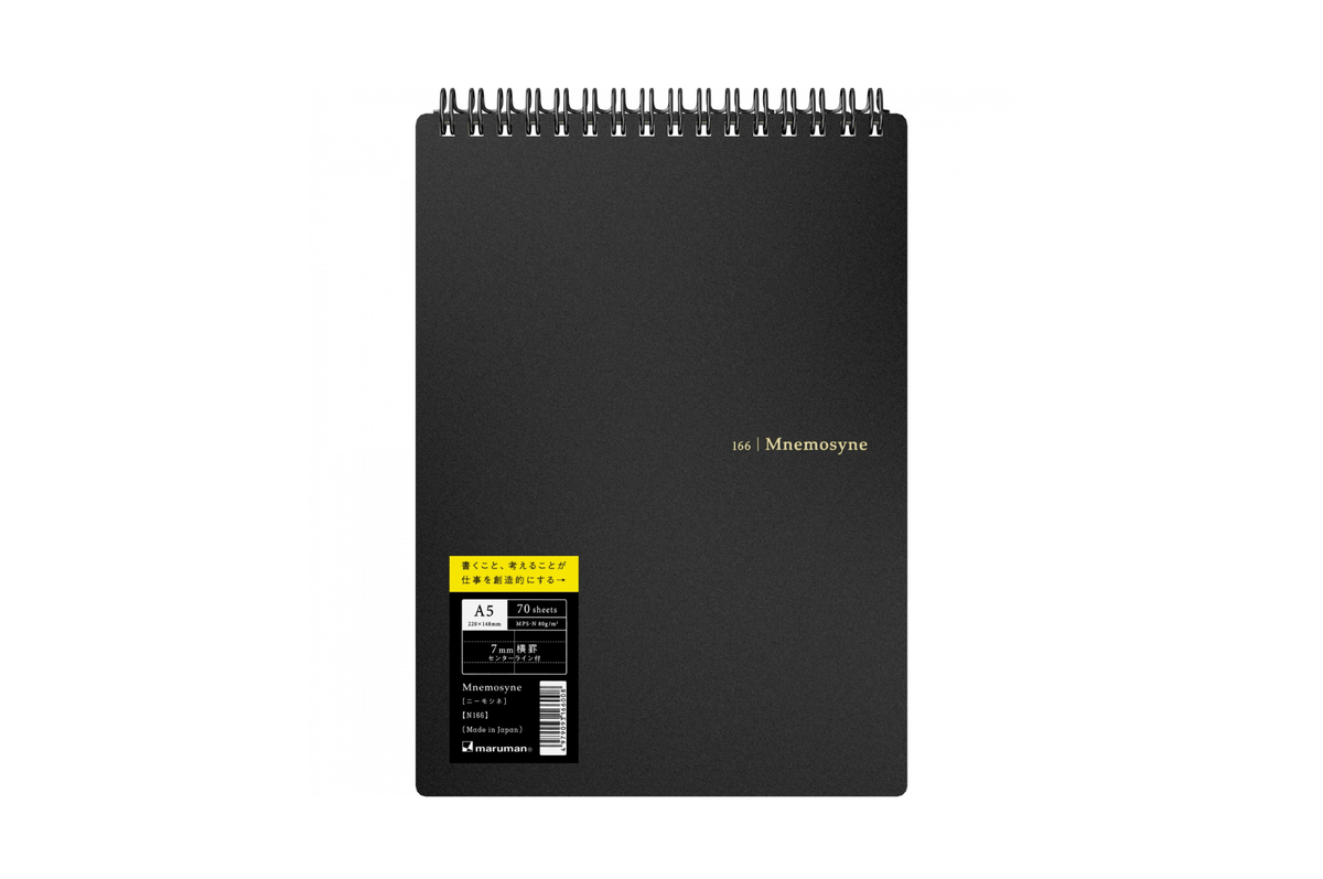 Maruman Paper Maruman - Mnemosyne 166 Black A5 Notepad | Lined 140 pages