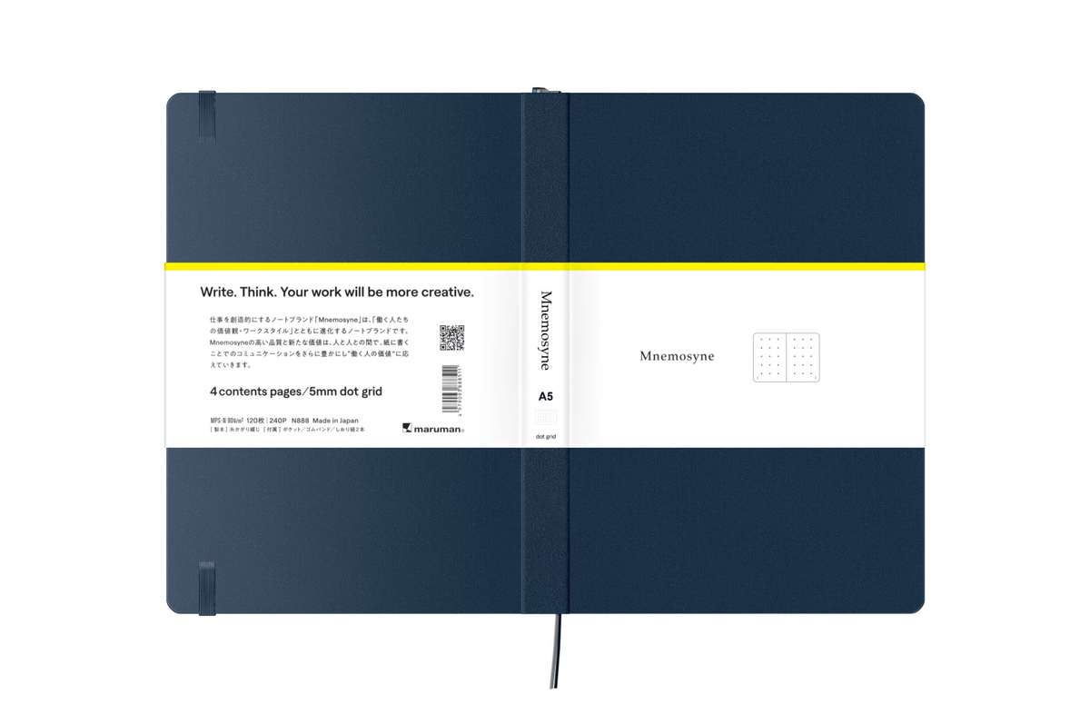 Maruman Paper Maruman - Mnemosyne 888 Journal Dark Blue A5 Notebook | Dot Grid 240 pages