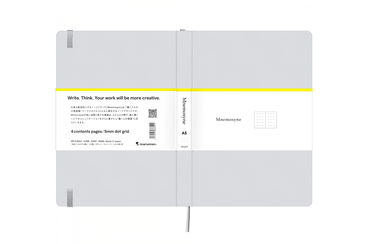 Maruman Paper Maruman - Mnemosyne 888 Journal Gray A5 Notebook |  Dot Grid 240 pages