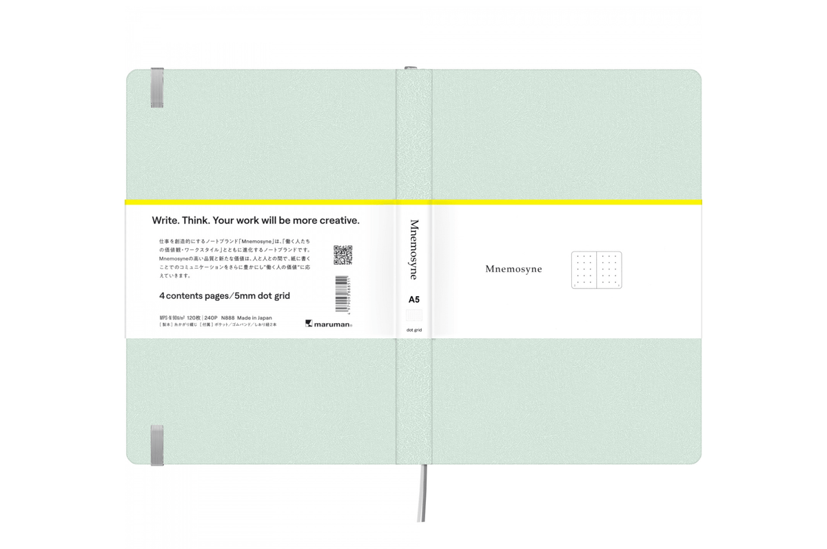 Maruman Paper Maruman - Mnemosyne 888 Journal Light Green A5 Notebook | Dot Grid 240 pages