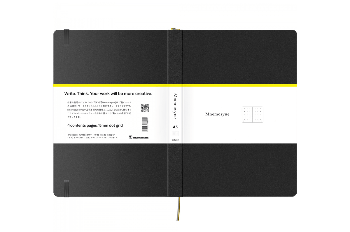 Maruman Paper Maruman - Mnemosyne 888 Journal Black A5 Notebook | Dot Grid 240 pages